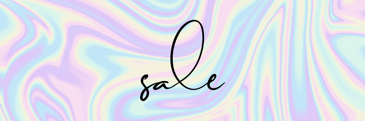 a pastel abstract background with the word "sale" on top
